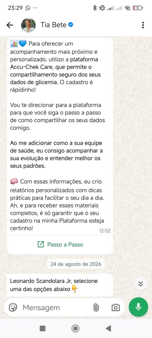 Mensagem completa da Tia Bete explicando como integrar os relatórios